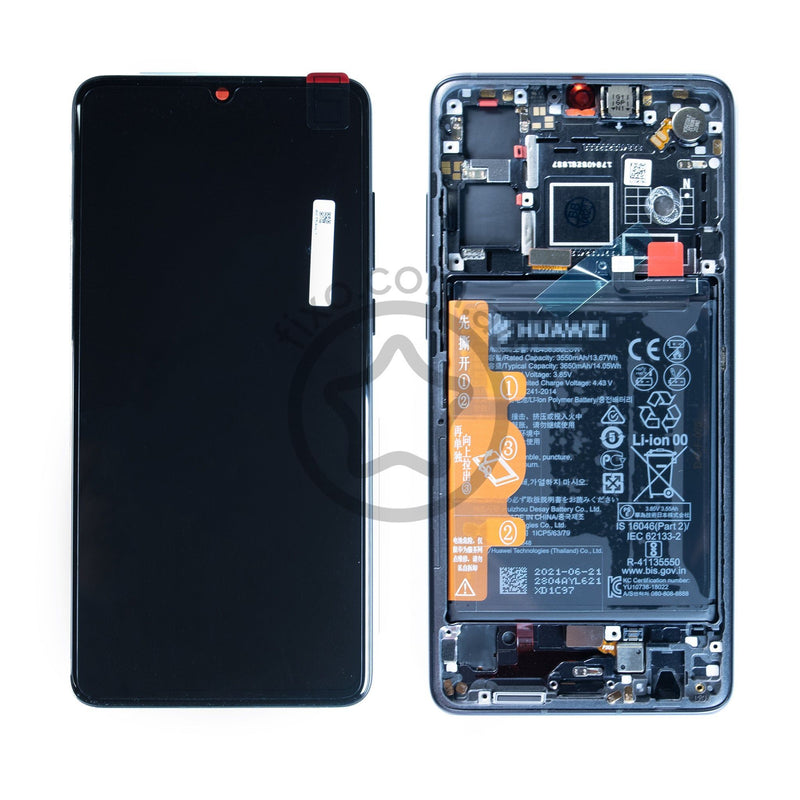 Huawei P30 Replacement LCD Screen assembly with Frame and Battery in Black