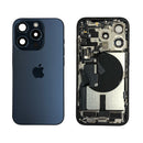 iPhone 15 Pro Replacement Back Glass & Titanium Housing Frame - Blue Titanium