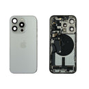 iPhone 15 Pro Replacement Back Glass & Titanium Housing Frame - White Titanium
