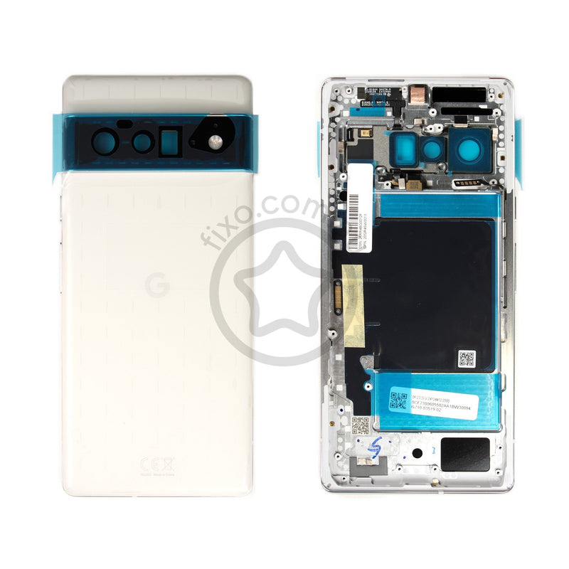 Google Pixel 6 Pro Replacement Middle Frame and Rear Glass Housing Cloudy White