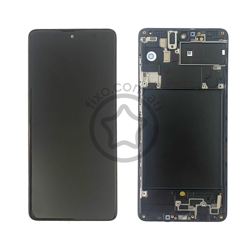 Samsung Galaxy A71 Replacement LCD Screen Service Pack With Frame in Black
