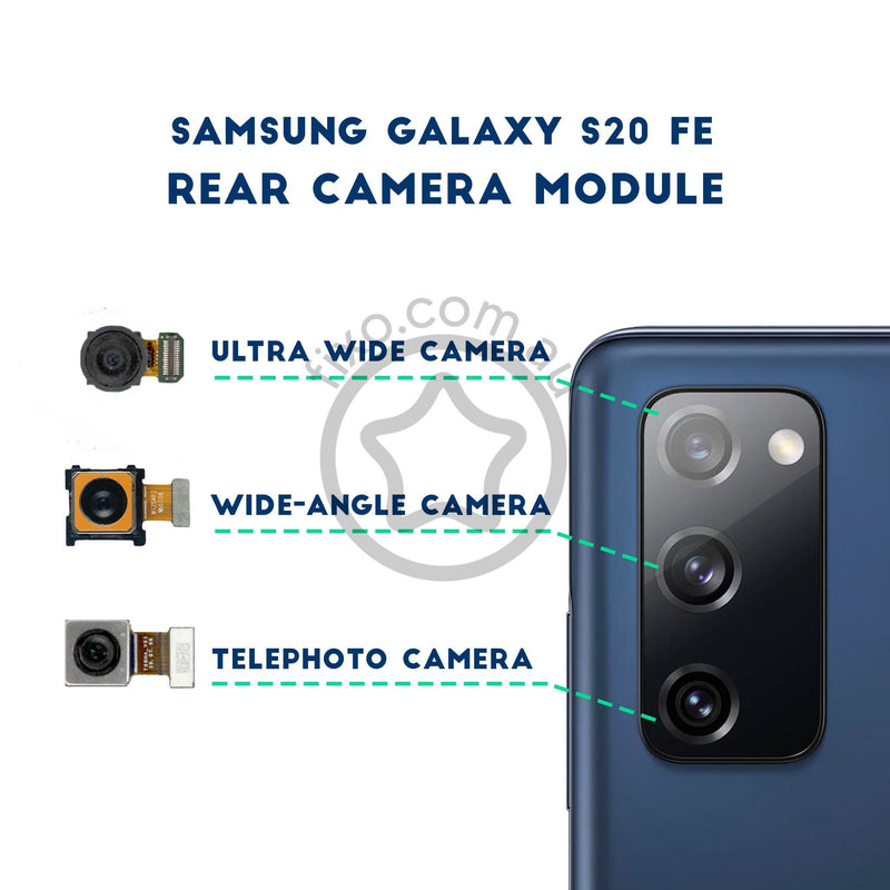 Replacement Samsung Galaxy S20 FE rear-facing camera module.