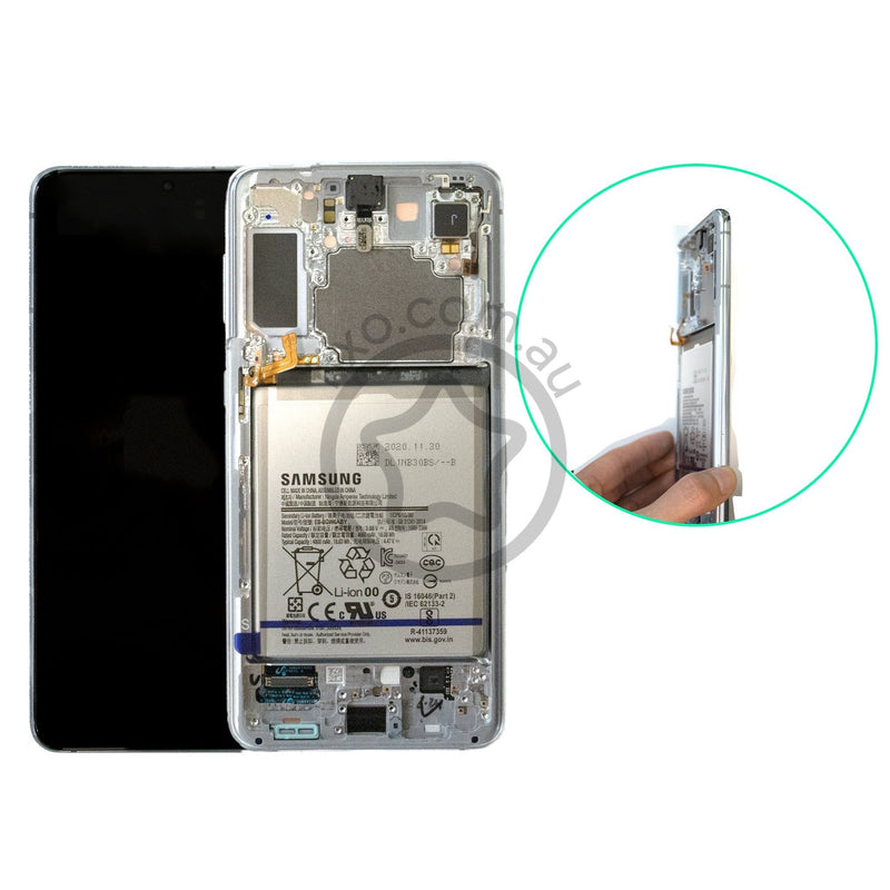 Samsung Galaxy S21 5G Replacement LCD Screen with Frame in Phantom White