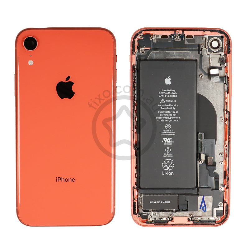 iPhone XR Rear Glass Housing and Frame with Battery in Coral