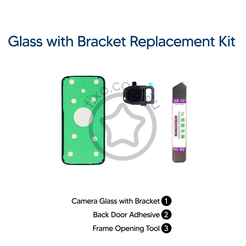 Samsung Galaxy S7 DIY Rear Camera Glass with Bracket Replacement Kit in Black
